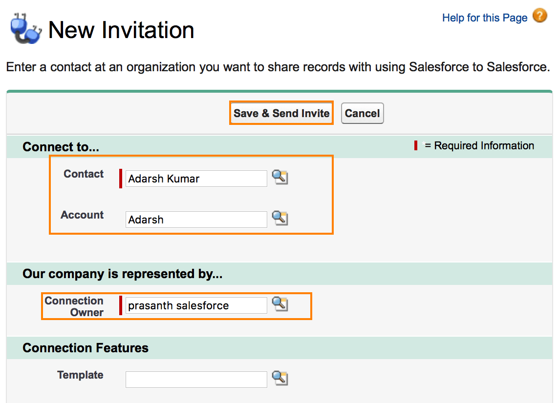Salesforce to Salesforce - Send Invite